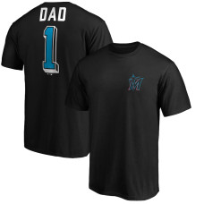 Men's Miami Marlins Fanatics Branded Black Number One Dad T-Shirt