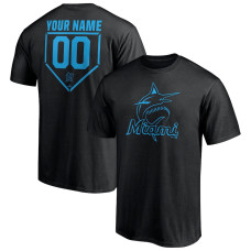 Men's Miami Marlins Fanatics Branded Black Personalized RBI Logo T-Shirt
