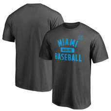 Men's Miami Marlins Fanatics Branded Charcoal Iconic Primary Pill T-Shirt