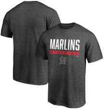Men's Miami Marlins Fanatics Branded Charcoal Win Stripe Logo T-Shirt II
