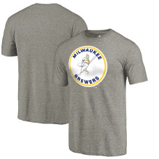 Men's Milwaukee Brewers Fanatics Branded Ash Cooperstown Collection Forbes Tri-Blend T-Shirt