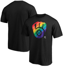 Men's Milwaukee Brewers Fanatics Branded Black Team Pride Logo T-Shirt