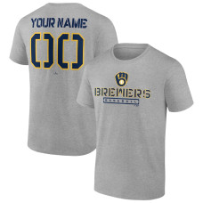 Men's Milwaukee Brewers Fanatics Branded Heather Gray Evanston Stencil Personalized T-Shirt