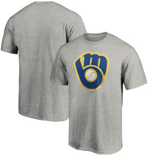 Men's Milwaukee Brewers Fanatics Branded Heathered Gray Cooperstown Collection Huntington Logo T-Shirt