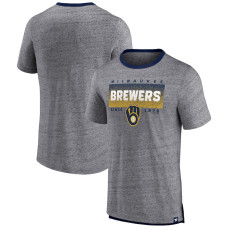 Men's Milwaukee Brewers Fanatics Branded Heathered Gray Iconic Team Element Speckled Ringer T-Shirt