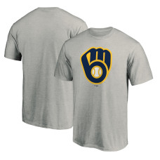 Men's Milwaukee Brewers Fanatics Branded Heathered Gray Official Team Logo T-Shirt
