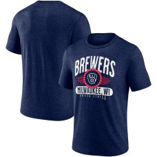 Men's Milwaukee Brewers Fanatics Branded Heathered Navy Badge of Honor Tri-Blend T-Shirt