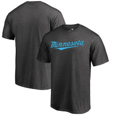 Men's Minnesota Twins Fanatics Branded Heather Gray 2019 Father's Day Blue Wordmark T-Shirt