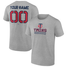 Men's Minnesota Twins Fanatics Branded Heather Gray Evanston Stencil Personalized T-Shirt