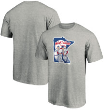Men's Minnesota Twins Fanatics Branded Heathered Gray Cooperstown Collection Huntington Logo T-Shirt