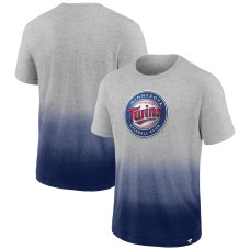Men's Minnesota Twins Fanatics Branded Heathered Gray/Heathered Navy Iconic Team Ombre Dip-Dye T-Shirt