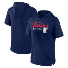 Men's Minnesota Twins Fanatics Branded Navy Offensive Strategy Short Sleeve Pullover Hoodie
