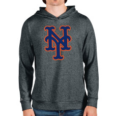 Men's New York Mets Antigua Heathered Charcoal Team Logo Absolute Pullover Hoodie