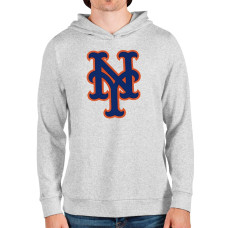 Men's New York Mets Antigua Heathered Gray Team Logo Absolute Pullover Hoodie