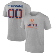 Men's New York Mets Fanatics Branded Heather Gray Evanston Stencil Personalized T-Shirt