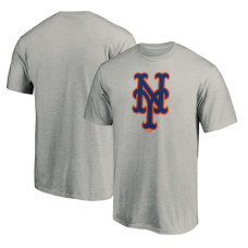 Men's New York Mets Fanatics Branded Heathered Gray Official Team Logo T-Shirt