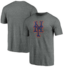 Men's New York Mets Fanatics Branded Heathered Gray Weathered Official Logo Tri-Blend T-Shirt