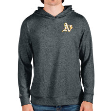 Men's Oakland Athletics Antigua Heathered Charcoal Absolute Pullover Hoodie