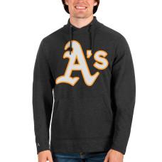 Men's Oakland Athletics Antigua Heathered Charcoal Reward Pullover Sweatshirt