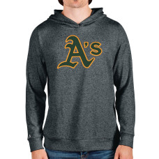 Men's Oakland Athletics Antigua Heathered Charcoal Team Logo Absolute Pullover Hoodie