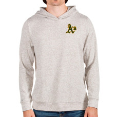 Men's Oakland Athletics Antigua Oatmeal Absolute Pullover Hoodie
