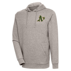 Men's Oakland Athletics Antigua Oatmeal Action Pullover Hoodie