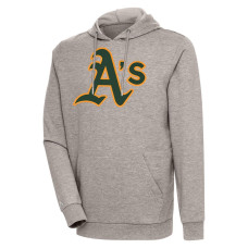 Men's Oakland Athletics Antigua Oatmeal Action Pullover Hoodie