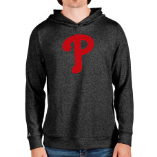 Men's Philadelphia Phillies Antigua Heathered Black Team Logo Absolute Pullover Hoodie