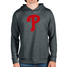 Men's Philadelphia Phillies Antigua Heathered Charcoal Team Logo Absolute Pullover Hoodie