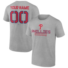Men's Philadelphia Phillies Fanatics Branded Heather Gray Evanston Stencil Personalized T-Shirt