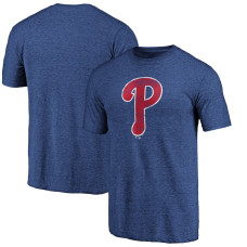 Men's Philadelphia Phillies Fanatics Branded Heathered Royal Weathered Official Logo Tri-Blend T-Shirt