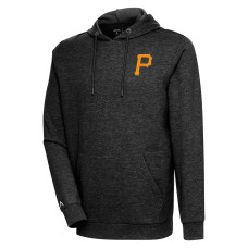 Men's Pittsburgh Pirates Antigua Heather Black Action Pullover Hoodie
