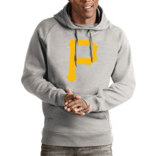 Men's Pittsburgh Pirates Antigua Heathered Gray Victory Pullover Hoodie