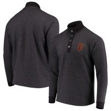 Men's San Francisco Giants Antigua Black Pivotal Button Pullover Sweatshirt