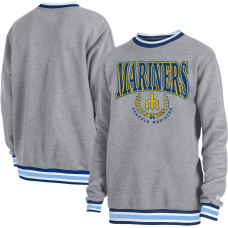 Men's Seattle Mariners  New Era Heather Gray Throwback Classic Pullover Sweatshirt