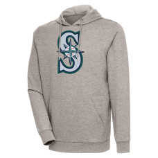 Men's Seattle Mariners Antigua Oatmeal Action Pullover Hoodie