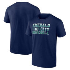 Men's Seattle Mariners Fanatics Branded Navy Emerald Baseball T-Shirt