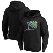 Men's Tampa Bay Rays Fanatics Branded Black Vintage Cooperstown Collection Wahconah Fitted Pullover Hoodie