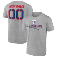 Men's Texas Rangers Fanatics Branded Heather Gray Evanston Stencil Personalized T-Shirt