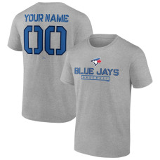 Men's Toronto Blue Jays Fanatics Branded Heather Gray Evanston Stencil Personalized T-Shirt
