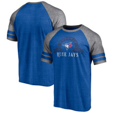 Men's Toronto Blue Jays Fanatics Branded Heather Royal Utility Two-Stripe Raglan Tri-Blend T-Shirt