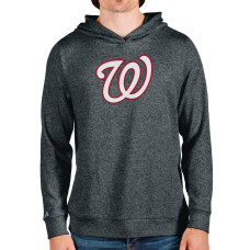 Men's Washington Nationals Antigua Heathered Charcoal Team Logo Absolute Pullover Hoodie