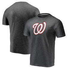 Men's Washington Nationals Fanatics Branded Charcoal Official Logo Space Dye T-Shirt