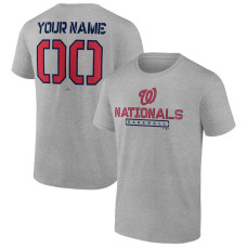 Men's Washington Nationals Fanatics Branded Heather Gray Evanston Stencil Personalized T-Shirt